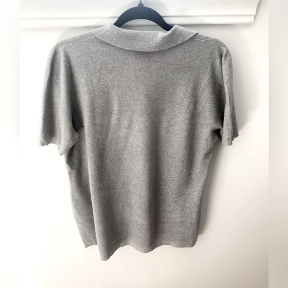 GIORGIO ARMANI Silk Knit Polo Shirt Collared Luxury Designer Unisex Minimalist - Picture 7 of 8